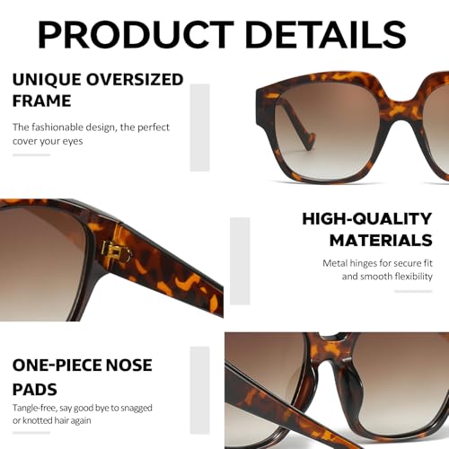 Chicid Retro Oversized Square Frame Sunglasses Womens, Classis Trendy Big Frame Sun Glasses UV Protection3