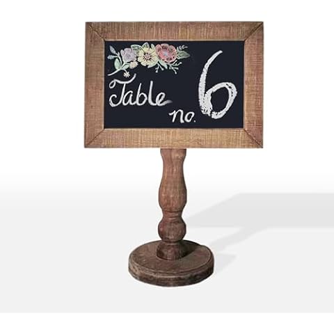 Chalkboard Sign with Wood Rectangular Frame Rustic Wedding Table Place Card Signage with Round Base Small Countertop Memo Stand Framed Rectangle Message Board for Bar Menu Decor Christmas Decoration Cover