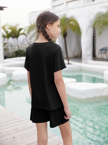 Image of Girls Outfits Short Sleeve Tshirts and Shorts Set Summer Clothing