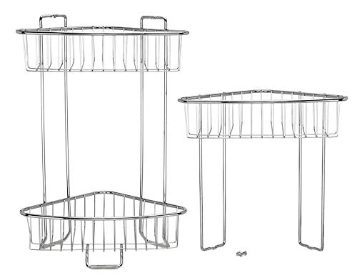 Toilettree Products Rust Proof Stainless Steel Shower Floor Caddy, 3 Tiers (Assembly Required - Screwdriver Included) (Collapsible) #TOP1