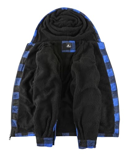 Image of SCODI Men's Flannel Jacket Sherpa Lined Plaid Fleece Hoodies Zip Up Coat
