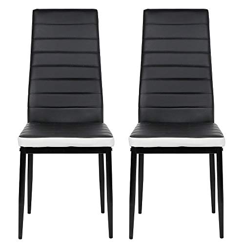 MUL-BOUTIQUE Chaise de Salle à Manger Lot de 6 chaises de Salle a Manger, Siege Rembourre Epais avec Pieds en métal, Chaises de Salon rembourrée,pour la Salle à Manger, Le Salon,Noir et Blanc (2)