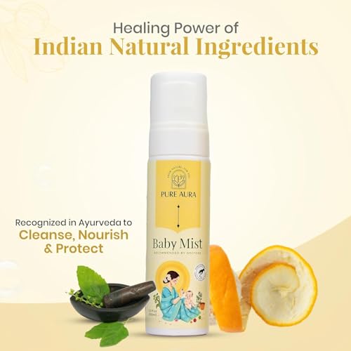 Image of Pure Aura Baby Mist Perfume 100ml - Doctor Recommended Hydrating Baby Body Mist & Perfume for Newborns & Kids | Gentle, Refreshing & Chemical-Free Skin Care Spray