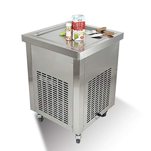 Koalalko Commercial 21'' X21''Single Square Pan Fried Ice Cream Rolled Machine, Etl Certificate Fry Yogurt Ice Cream Maker, Ice Pan Machine With 2 Shovels For Ice Cream Store, Dessert Shop, Coffee Shop #TOP1