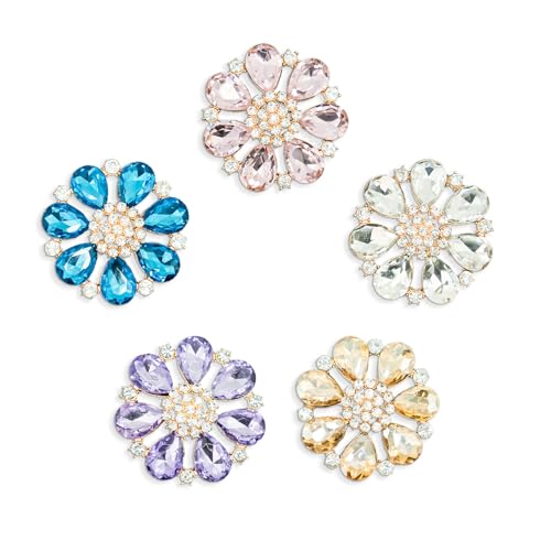 Cute Bling Metal Shoe Charms with Pearls - Flower, Mushroom, Heart Shapes - Fashion DIY Shoe Accessories Decoration for Women Girls (5pcs bling flower)