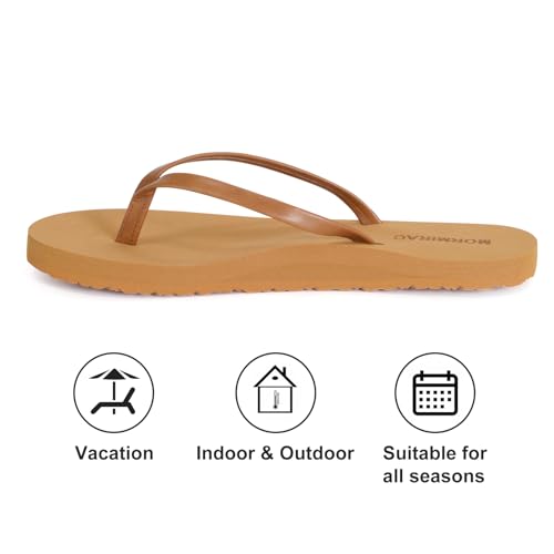 Image of Womens Slim Leather Comfortable Flip Flops Summer Beach Thong Sandals Arch Support Non Slip