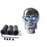 SMKJ Universal Auto Schaltknauf totenkopf Blau LED Schaltknüppel Aluminium Shifter Knob für most Manuelles oder automatisches Getriebe Ohne RGA