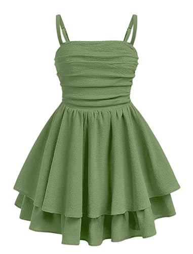 EXARUS Girls Dress Green Teen Valentine's Formal Back to School
