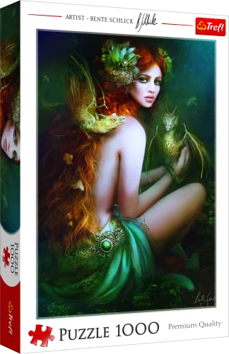 Trefl, Puzzle, Amiga de Dragones, de 1000 Piezas, Dragón, Pequeño dragón, Chica Pelirroja, Bente...
