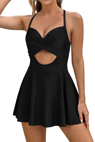 Maillot de bain à nouer avec short effet ventre plat noir en XL