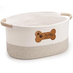 Dog Toy Basket – Cotton Rope Dog Toy Bin With Handle – Cute Woven Pet Toy Box – Perfect Toy Basket For Pets – Storage Baskets For Organizing – Toy Box For Dogs