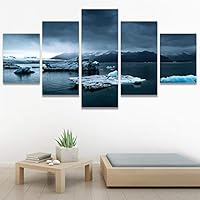 SIGNWIN 5 Panel Canvas Wall Art Modern Art Aerial Contemporary Cool Dramatic Multicolor Nature Photography Snow for Home Decorations Ready to Hang - 60