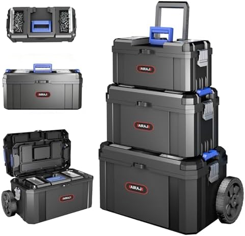 3-In-1 Tool Box with Wheels | Rolling Stackable Tool Box | Modular ...