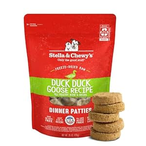 Stella & Chewy’s Freeze-Dried Raw Dinner Patties – Duck Duck Goose Recipe – High Protein Grain-Free Puppy & Dog Food – Perfect For Picky Eaters – 25 oz