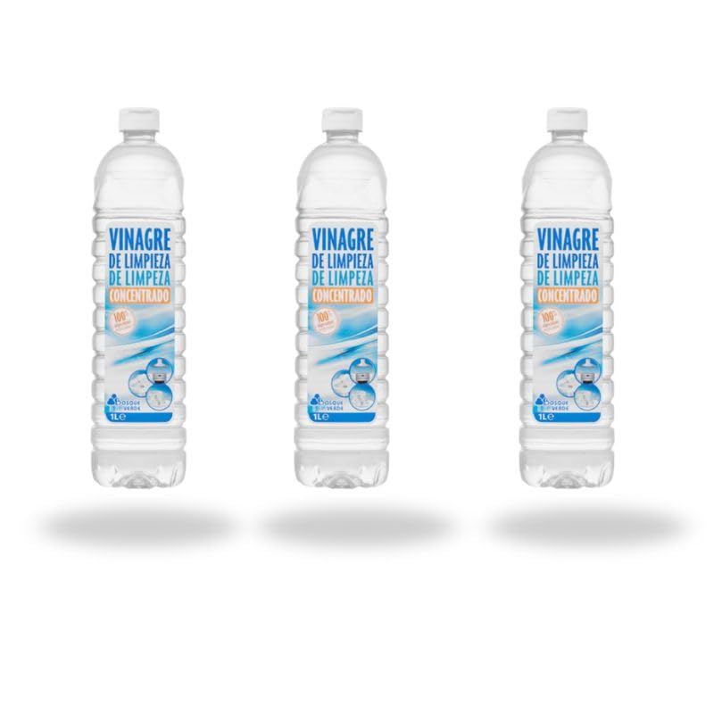 Vinagre de Limpieza Blanco Concentrado – Pack de 3 Botellas de 1 Litro – Multiusos para Hogar