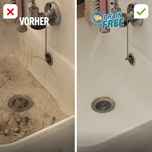 Foto von Pure100 Drain Free - kraftvoller Reinigungsschaum - beseitigt jede Verstopfung und Ablagerung in den Rohren - Abflussreiniger - entfernt üble Gerüche - ohne chemische Wirkstoffe - biologisch abbaubar