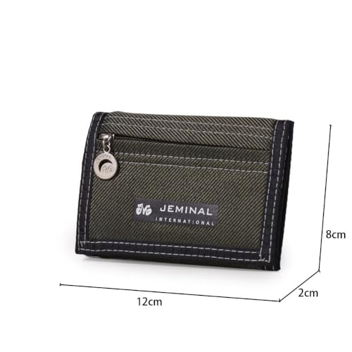 Mens Folding Wallet Canvas Small Short Change Purse Portable Multifunction Card Holder Men(Green)2