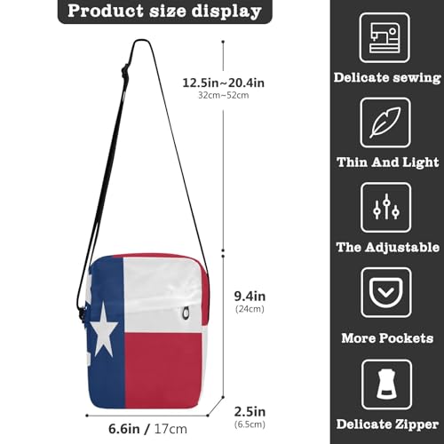 Texas State Flag Blue Red men's messenger bag shoulder bag men Casual Purse Adjustable Strap for Travel outdoor sports3