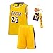 Basketball pour Enfants Jersey, Ensemble De DéBardeur Et Short à SéChage Rapide en Maille De Performance De Basket-Ball 2 PièCes, avec Porte-CléS,sans Boîte Cadeau,Jaune,XL