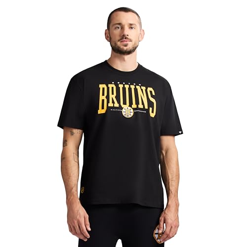 GAME 7 x NHL Mens Officially Licensed Graphic Short Sleeve Lightweight Crew Neck Cotton Team T-Shirt Black