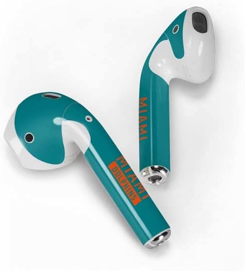 Miniatura 2 de Skinit Calcomanía de audio compatible con Apple AirPods con funda de carga inalámbrica, diseño oficial de la serie Miami Dolphins Teal Performance