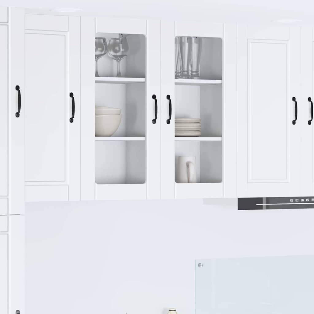 Cabinet en verre mural Porto meuble suspendu blanc gain de place pour ranger les ustensiles