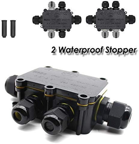 IP68 Waterproof Junction Box, HUYU 6-Way Outdoor Cable Connectors with M20 PG9 Glands Electrical Junction Box for Ø 5-12mm Ø 4-8mm - H6