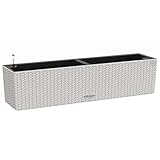Lechuza 15457 Balconera Cottage 80-All-in-One grau (Weide-Optik) Übertopf für Innen- und Außenbereich, hellgrau