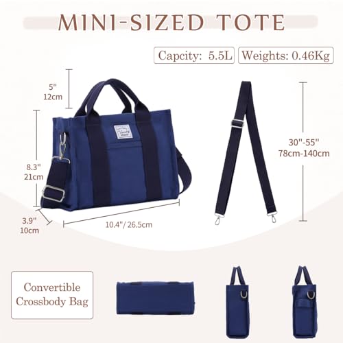 Image of VASCHY Canvas Tote bag, Casual Reusable Work Totes for Women Teachers with Zippers Pockets Crossbody Shoulder Bag Purse