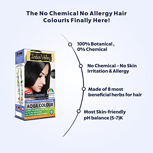 Image of INDUS VALLEY Hypo Allergic Aqua Colour 100% botanical hair Colour Indus Black-(30ml + 200g)
