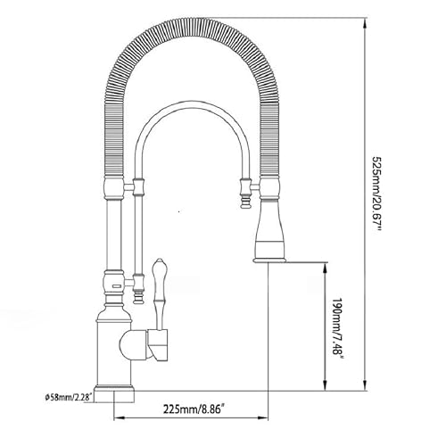 KunMai Kitchen Faucets Brushed Gold Kitchen Sink Faucet with Pull Down Sprayer High Arc Dual-Mode Kitchen Faucet - Thumbnail 6