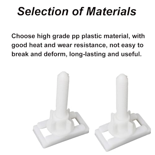 2 Pack Toilet Seat Hinge Bolts, Plastic White Rectangular Shaped Toilet Seat Hinge Bolts Nuts Fixing Fitting Kit - Image 4