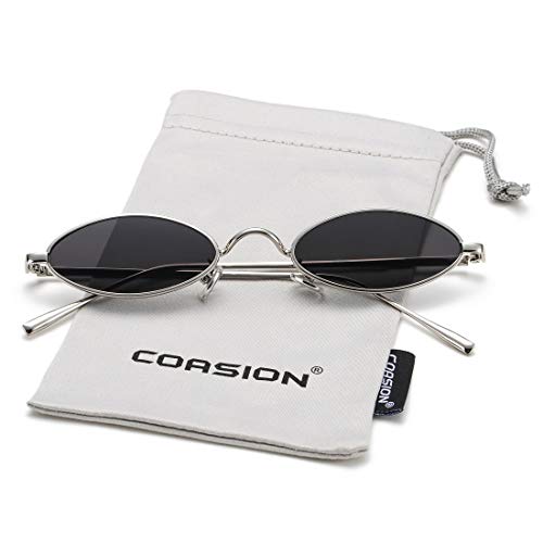 Image of COASION Vintage Small Oval Aesthetic Sunglasses Retro for Women Men Hippie Cool Metal Frame Sun Glasses