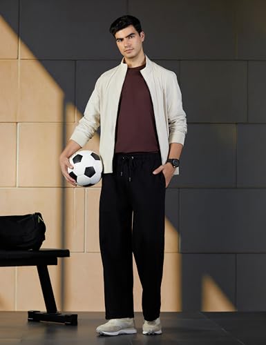 Image of Styli Men Solid Wide Leg Trackpant with Drawstring Closure | Stylish Oversized Trackpant for Men | Perfect for Casual, Party & Everyday Wear