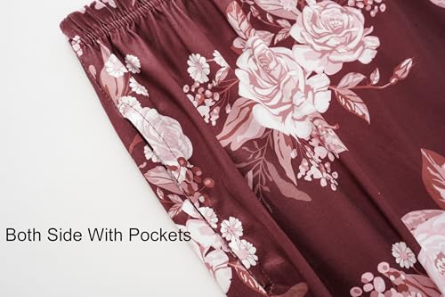 Image of Vozanet Women's Short Sleeve Top and Shorts Pajama Sets Plus Size V Neck Colorful Flower Nighty Loungewear With TWO Pockets