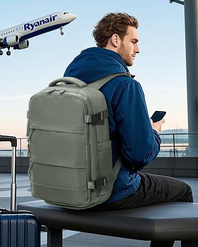 BJLFS Vakuum Rucksack Handgepäck mit Vakuumsystem Ryanair Handgepäck Reiserucksack Airbag Rucksack mit Vakuumpumpe Damen 14 zoll mit Laptopfach Carry on Luggage