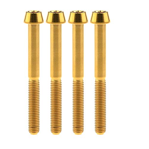 Image of Titanium Ti Bolt M5x9 16 18 20 25 30 35 40 45 50 55 60mm Tapered Head Screws Pack of 4 (M5x50mm, Gold)