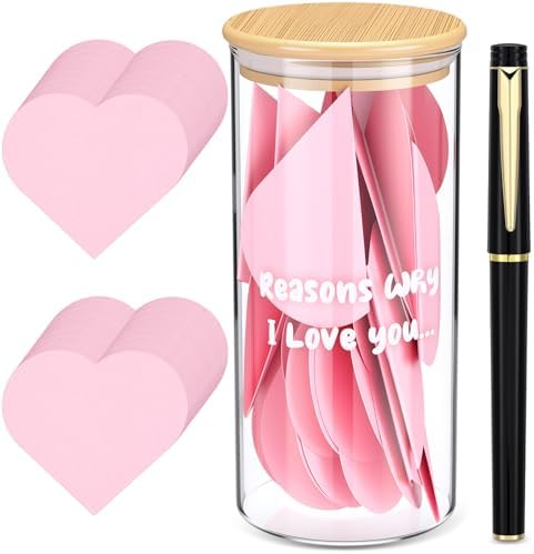 Mimorou Valentine's Day Love You Message Jar with 120 Pink Heart ...