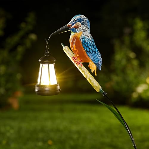 GAROMIA Solarlampen für Außen Solar Figuren Außen Kolibri Gartendeko Solarleuchten Figuren Solarleuchte Metall Gartenlampe Wetterfest Gartendeko für Draußen Balkon Terrasse Rasen