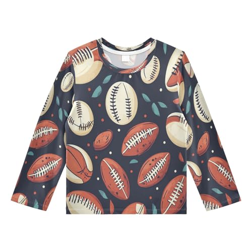 American Football Baseball Boys Rash Guard Long Sleeve UPF 50+ Boys Swim Shirt Quick Dry Shirt for 3-12 Years