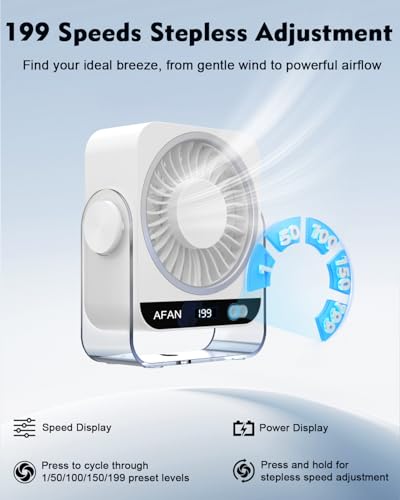 Ventilateur de bureau rechargeable à flux ajustable à 120 degrés