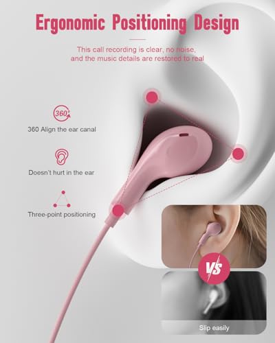 USB C Headphones Wired for iPhone17 16 Pro Max 15 Plus iPad Pro Air Pink