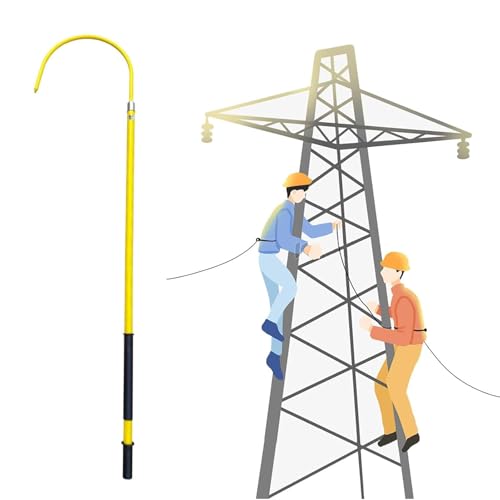 Insulated Rescue Hook, High Voltage Insulated Rescue Hook high Voltage Telescopic 10kv35kv, 3.2cm Thick Fiberglass Life-Saving Pull Rod, Fire Electrician Anti-electrocution Rescue Hook 380V(Yellow,9.8