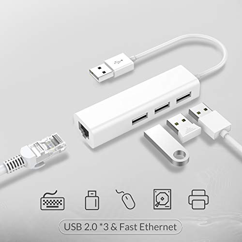 LENTION 3 USB Ports Hub with RJ45 LAN Adapter Laptop Ethernet Dock Network Extender Compatible MacBook Air/Pro (Previous Generation), Chromebook, Windows Laptop, More (CB-USB-HUB-WHI) - Thumbnail 2