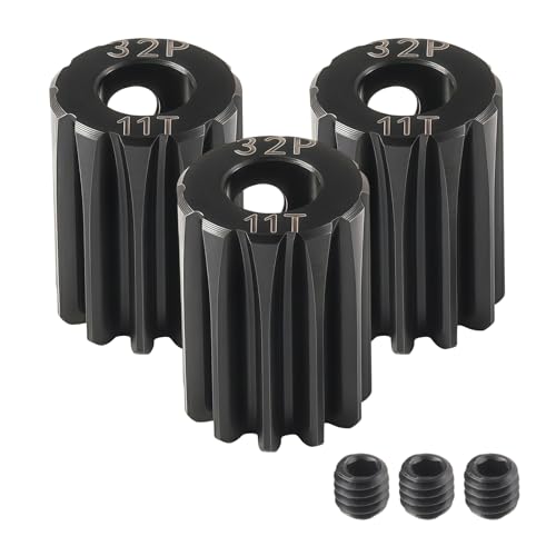 32P 11T Pinion Gear 5mm Shaft, Hardened Steel Motor Gear for RC Car Truck Buggies, 32 Pitch Gear for 1/8 1/10 Scale RC Brushless