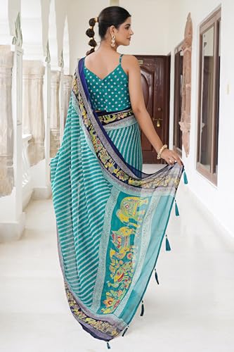 Image of MIRCHI FASHION Saree for Woman | Chiffon Floral Printed Breathable Occasional Sari with Blouse