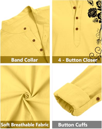 Image of Zombom Men's Cotton Polyester Blend Mandarin Collar Self One Design Printed Full Sleeve Casual Short Kurta