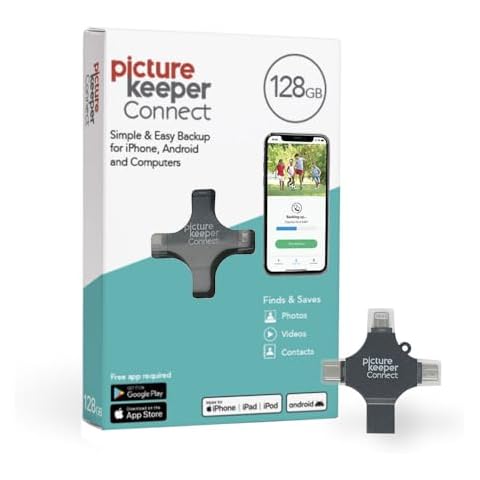 Picture Keeper Connect Photo & Video USB Flash Drive for Apple, Android, and PC Devices, 128GB Thumb Drive Cover