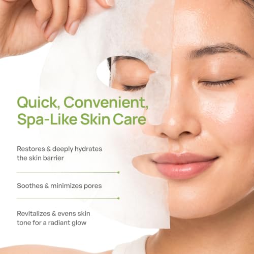 Image of PLANTIFIQUE Korean Sheet Mask, 5 Pack - Calming & Soothing Face Masks with Centella Extract, Niacinamide & Hyaluronic Acid - Mascarillas Faciales