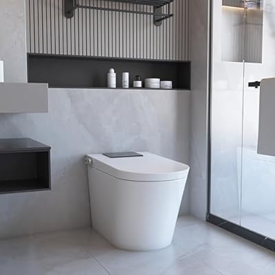 SEEWIN Intelligent Bidet Toilet with Heated Seat, Motion Sensor Flush, 11 Wash Functions, Smart Temperature Control Dryer, Night Light, Digital Display (white)